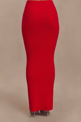 Mathilde Ribbed Knit Maxi Skirt - Ruby