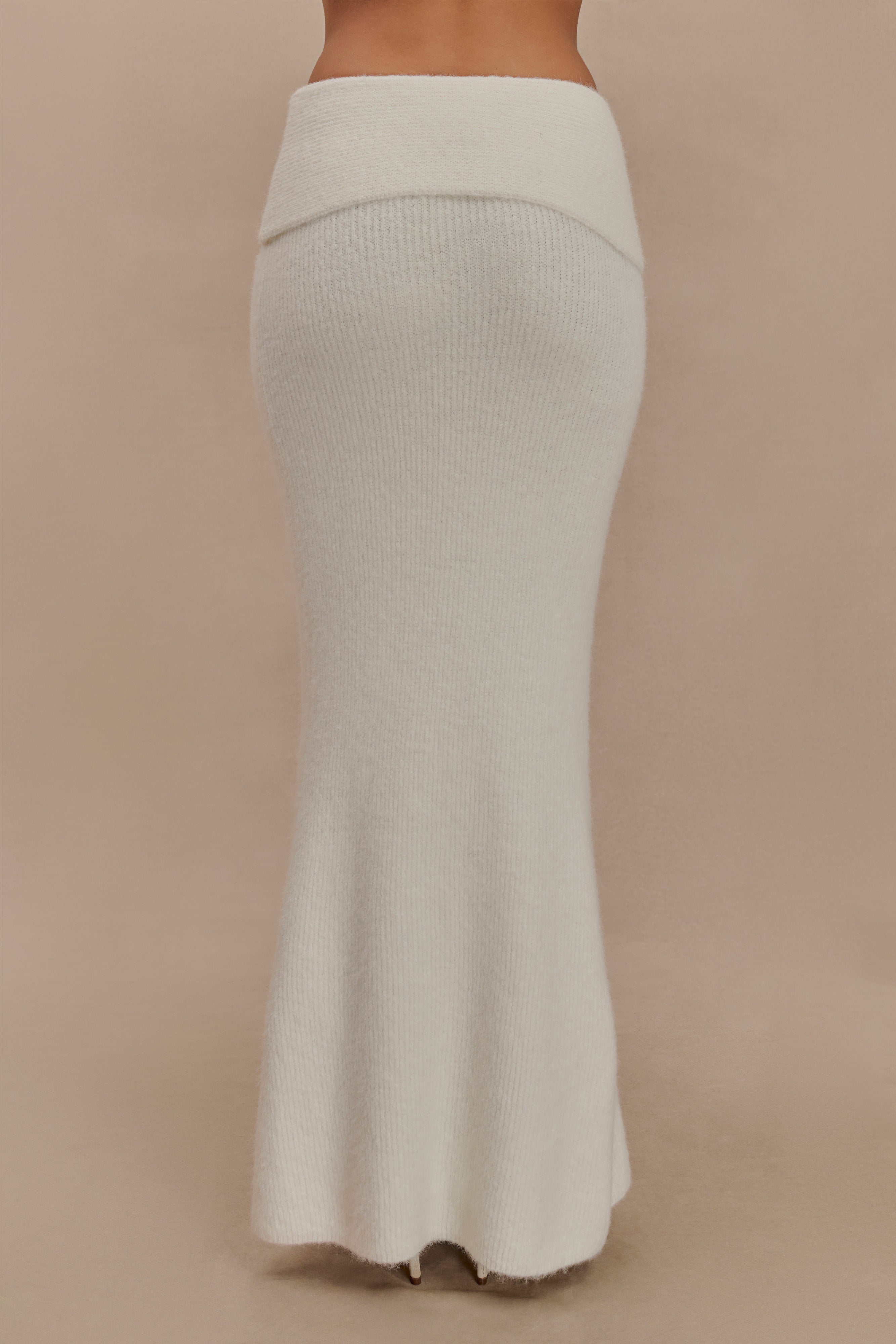 Charlotte Knit Maxi Skirt With Overlay - Ivory