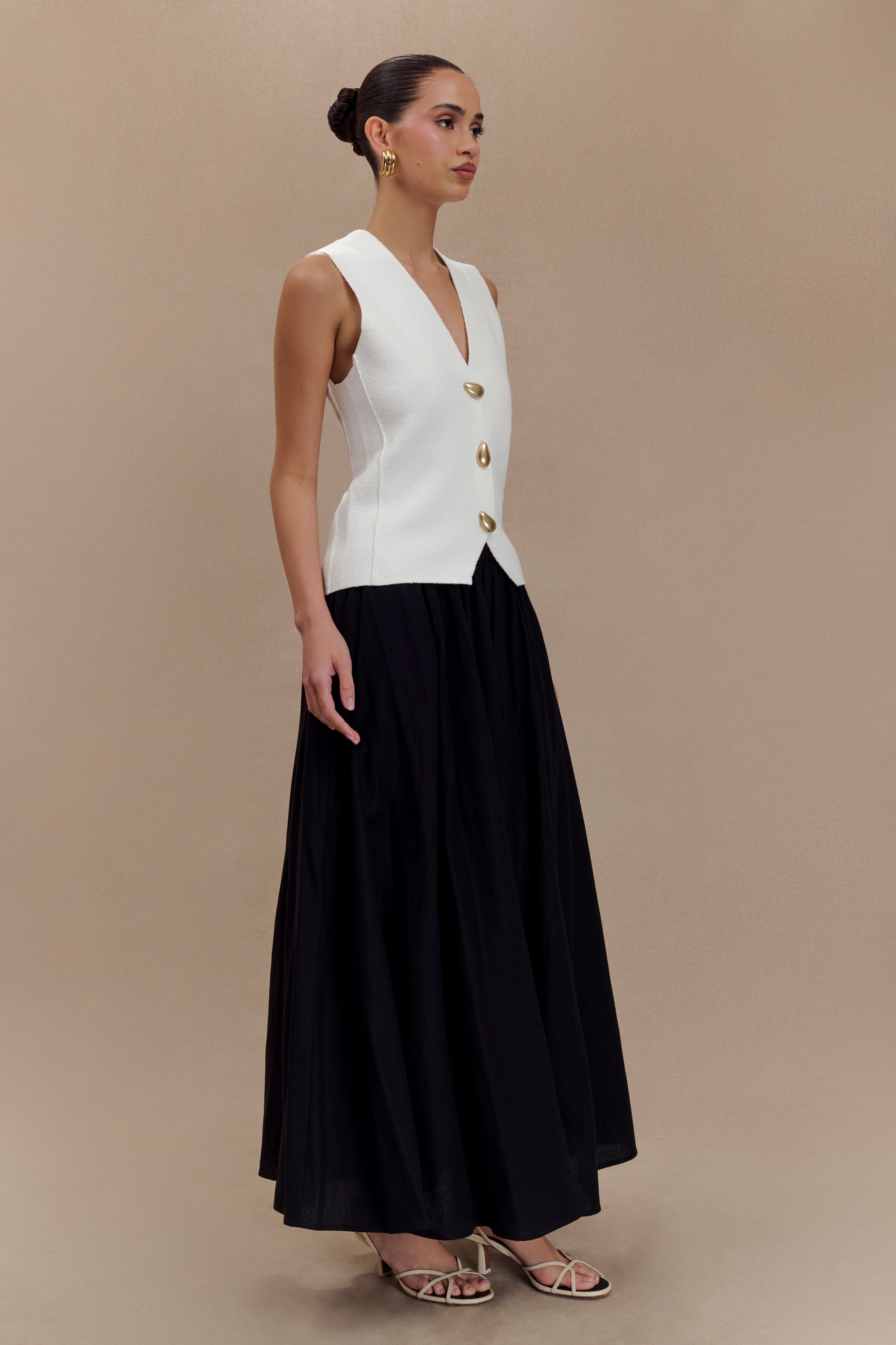 Clarence Linen A-Line Maxi Skirt - Black