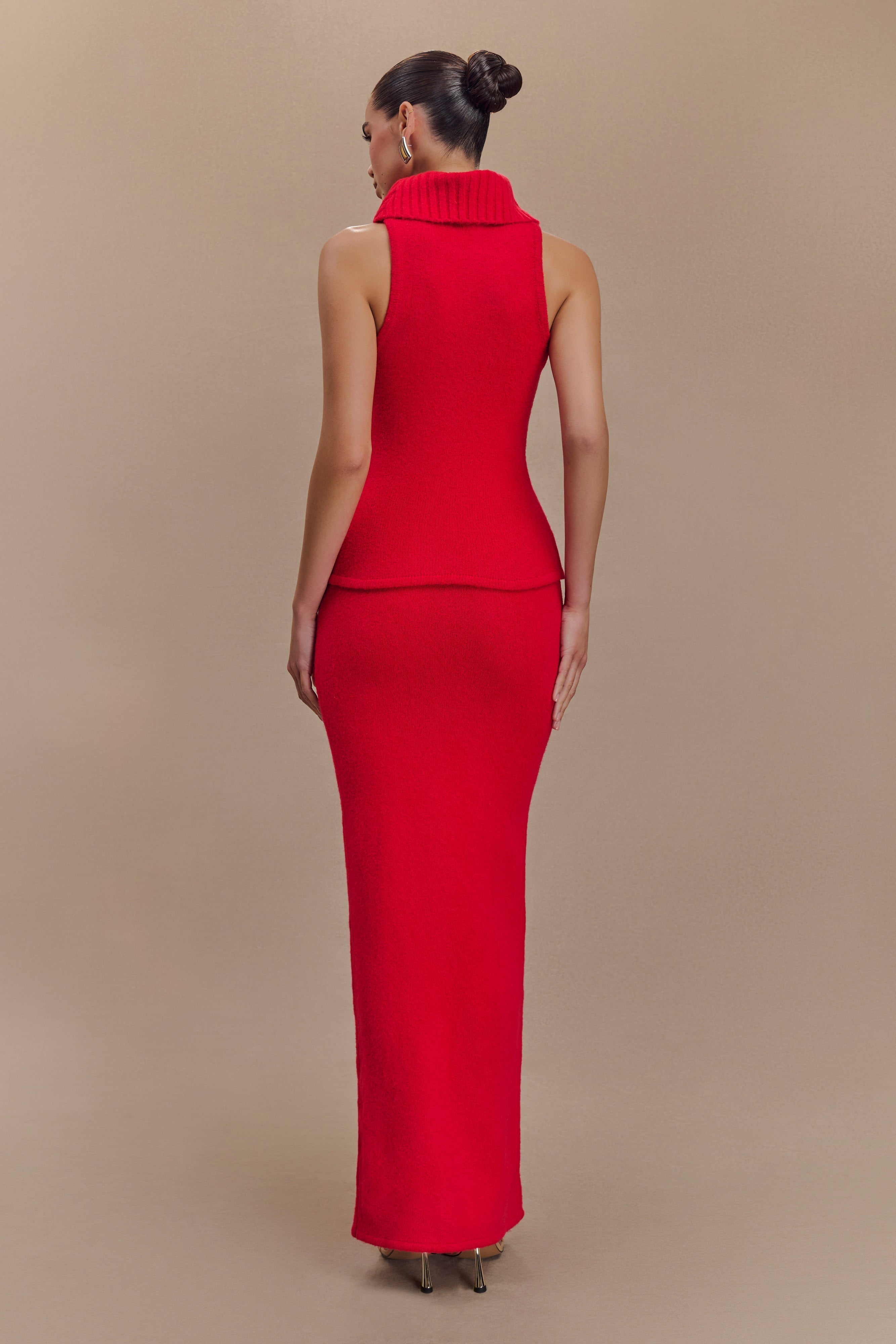 Elise Knit Maxi Skirt - Red