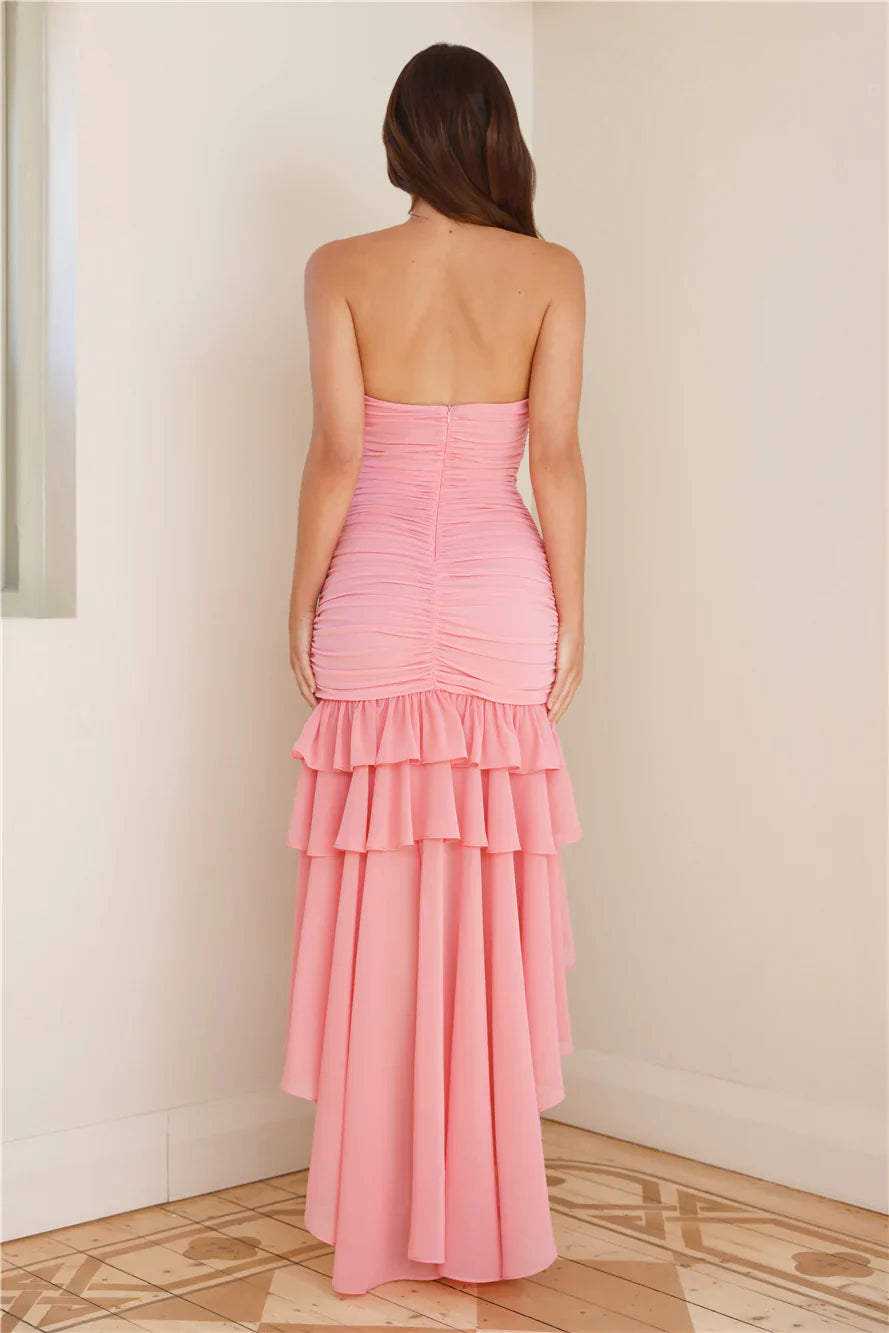 A Night In Wonderland Strapless Maxi Dress Pink