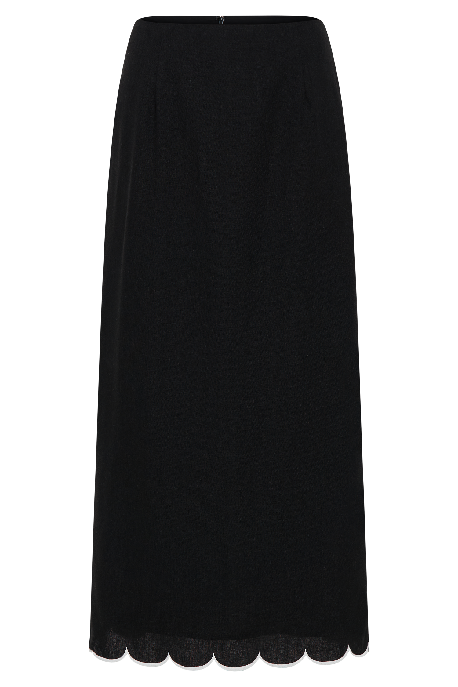 Alessio Scalloped Midi Skirt - Black