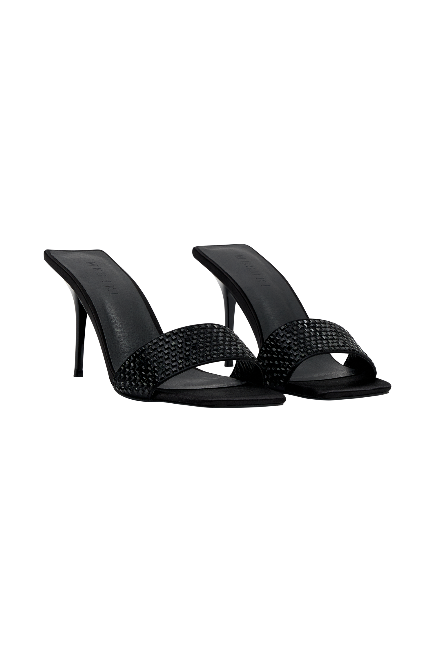 Geneva Square Diamante Mule - Black